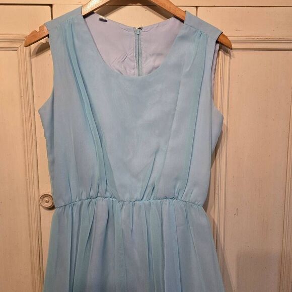 Vintage Gown Blue Chiffon over Taffeta Dress - Picture 2 of 8
